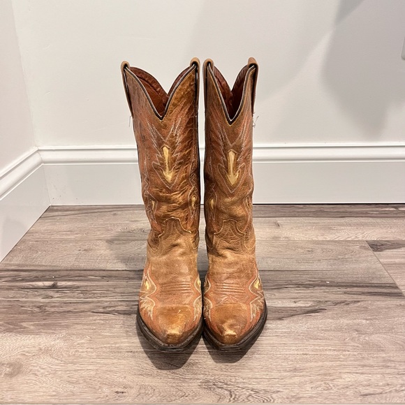 Eight Second Angel Leather Tan Brown Cowgirl Boots Size 6 - Picture 2 of 11